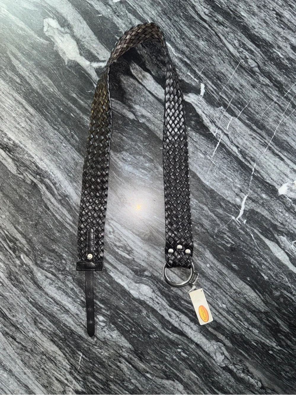 Talbots Black Woven Leather Belt with Silver-Tone Rings.MESSAGE BEFORE BUYING‼️